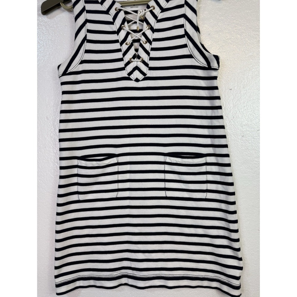 Kate Spade Nautical Striped Shift Dress Size M Blue White Beach Cottage Core - Picture 3 of 7